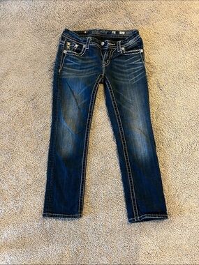 Miss Me Dark Blue Skinny Jeans with Contrast Stitching